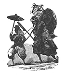 fig 6: Anonymous, illustration of a French soldier leading a Chinese porter with loot