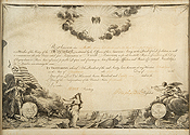 fig 7: L'Enfant, Diploma indicating membership of Lt. Matthew Gregory in the Society of the Cincinnati