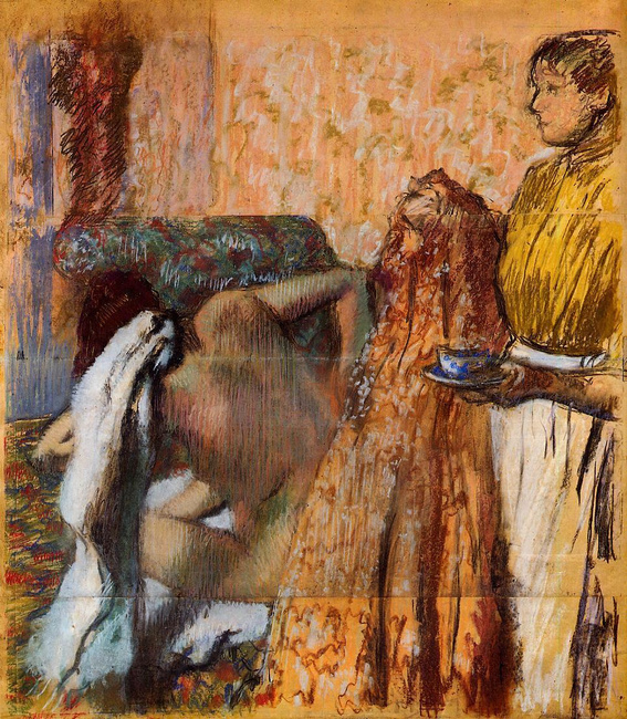 Degas Pastel Drawings Fine Art Print Woman Bathing in a Tub